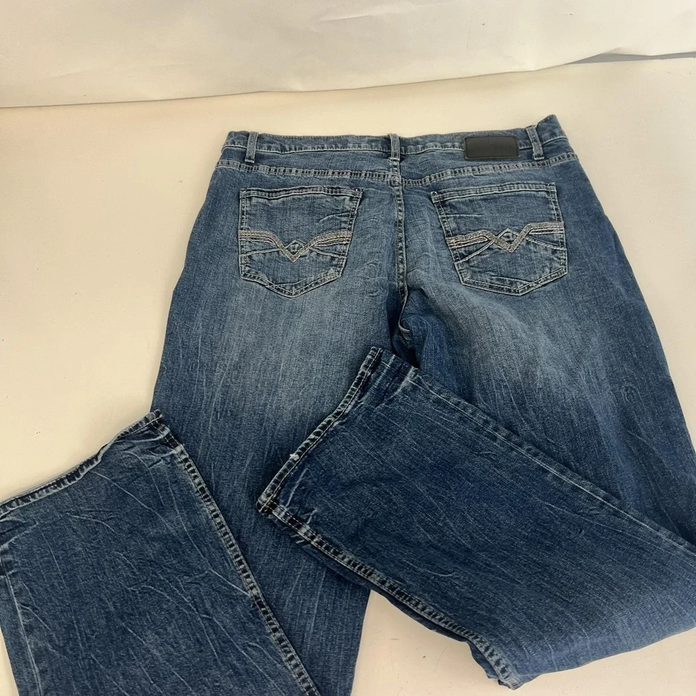 BKE Seth Jeans Mens 38x34 Blue Medium Wash Relaxed Straight Leg Denim Stretch